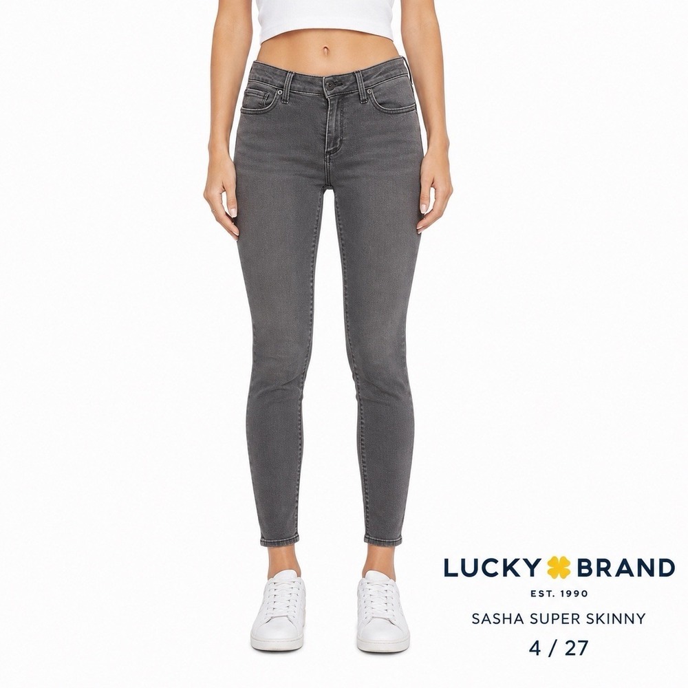 Lucky Brand Sasha Super Skinny Jeans Women's 4/27 Gray Stretch Ankle W28 L26